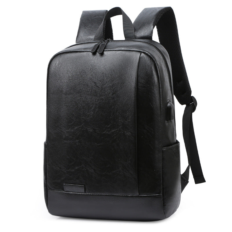 Retro soft leather backpack, business casual, large capacity student school bag