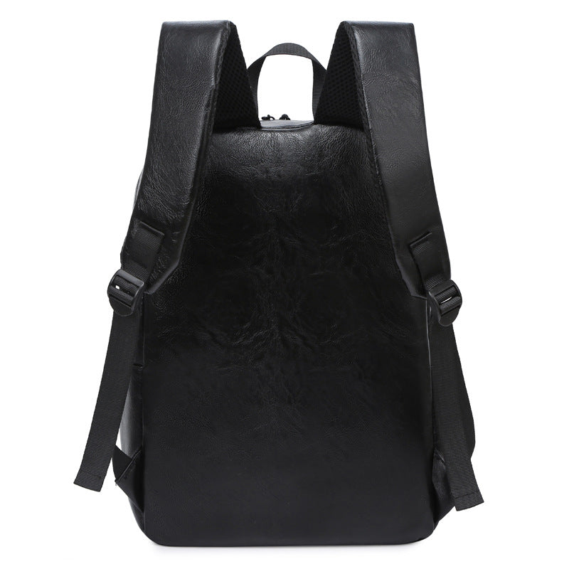 Retro soft leather backpack, business casual, large capacity student school bag