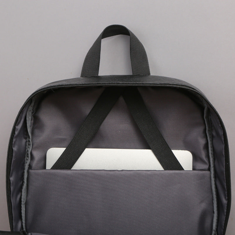 Retro soft leather backpack, business casual, large capacity student school bag