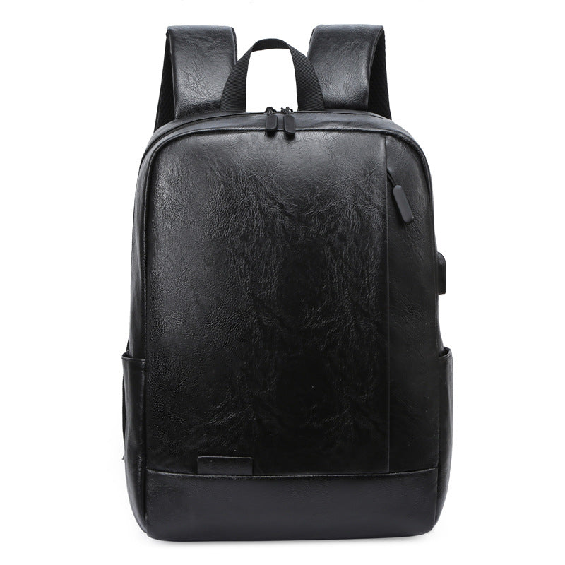 Retro soft leather backpack, business casual, large capacity student school bag
